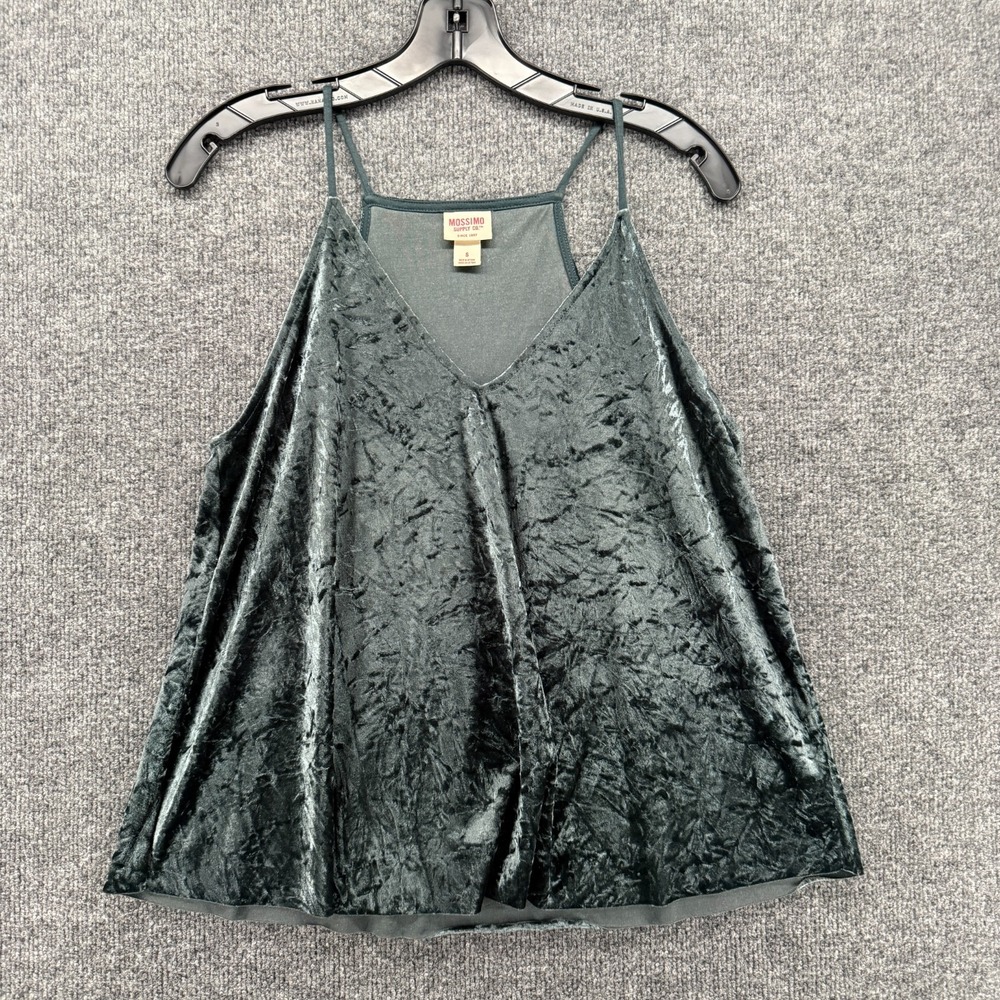 Mossimo Top Womens S Green Crushed Velvet Sleeveless Whimsigoth Fairy Grunge 90s